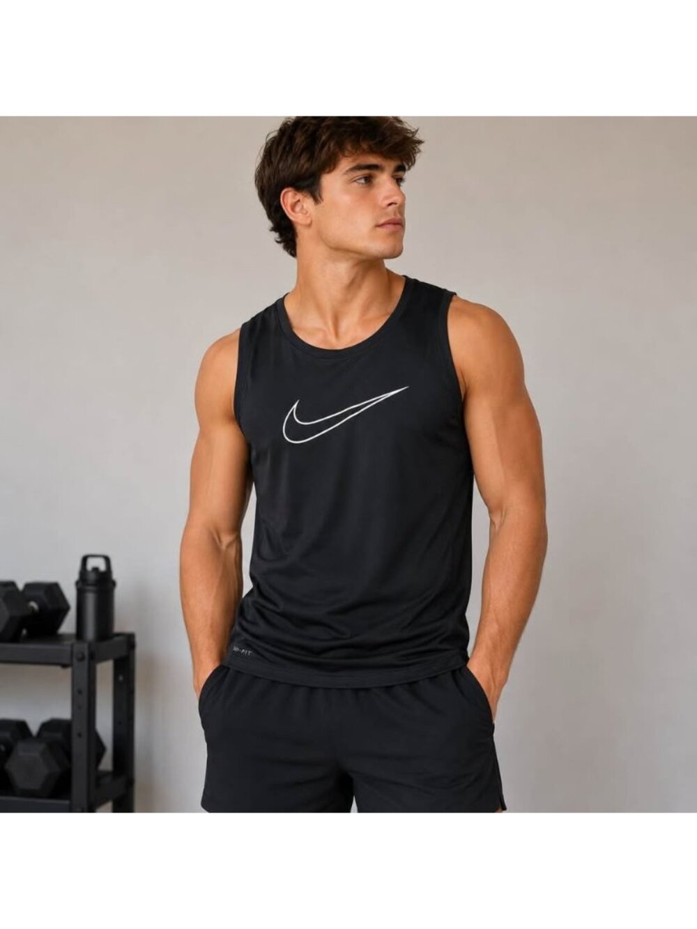 Nike Pro Dri-FIT Men’s Medium Black Performance Tank Athletic Gym Shirt